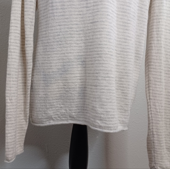 Ply Cashmere Striped 100% Cashmere Sz XL Contemporary Minimalist Neutral Sweater - Picture 6 of 14